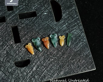 Carrots Jadeite Charms for Bracelets | Hand Carved Burmese Jadeite | Natural Untreated Grade A Jade