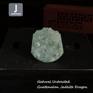 Jadeite Dragon Pendant for Necklace - Hand Carved Guatemalan Jadeite, Natural Untreated Grade A Jade