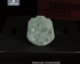 Colgante de dragón de jadeíta para collar - Jadeíta guatemalteca tallada a mano, jade natural sin tratar de grado A