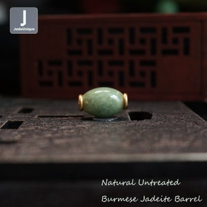 Capped Jadeite Barrel Bead for Necklace/Bracelet | Hand Carved Burmese Jadeite | Natural Untreated Grade A Jade