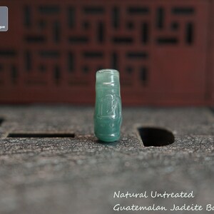 Jadeite Bamboo Pendant for Necklace - Hand Carved Guatemalan Jadeite, Natural Untreated Grade A Jade