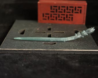Jadeit Haarnadel | Handgeschnitzte guatemaltekische Jadeit | Natürliche unbehandelte Jade der Klasse A (zertifiziert)