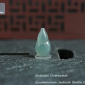 Jadeite Gourd Pendant for Necklace, Hand Carved Guatemalan Jadeite, Natural Untreated Grade A Jade