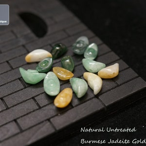 Gold Ingot Jadeite Bead for Necklace/Bracelet - Hand Carved Burmese Jadeite Beads, Natural Untreated Grade A Jade