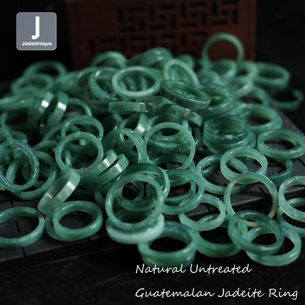 authentischer Jadeit Ring | Handgeschnitzte guatemaltekische Jadeit | Natürliche unbehandelte Klasse A Jade Geometrische Ring