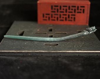 Jadeit Haarnadel | Handgeschnitzte guatemaltekische Jadeit | Natürliche unbehandelte Jade der Klasse A (zertifiziert)