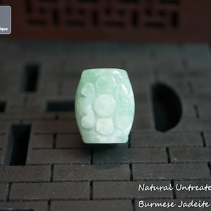 Hand Carved Jadeite Bead Pendant for Necklace - Burmese Jadeite, Natural Untreated Grade A Jade