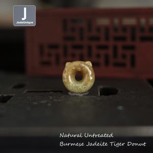 Jadeite Tiger Donut Bead for Bracelet/Pendant - Hand Carved Burmese Jadeite, Natural Untreated Grade A Jade