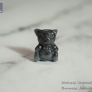 Bear Jadeite Charm/Pendant for Necklace - Hand Carved Burmese Jadeite, Natural Untreated Grade A Jade