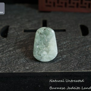 Mini Jadeite Landscape Pendant - Hand Carved Burmese Jadeite for Necklace, Natural Untreated Grade A Jade