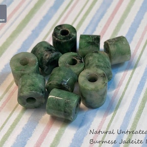 Green Jadeite Barrel Beads for Necklace/Bracelet - Burmese Jadeite, Natural Untreated Grade A Jade
