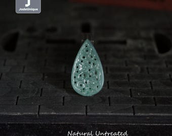Vintage Style Jadeite Pendant – Hand Carved Guatemalan Jade, Bluish Green