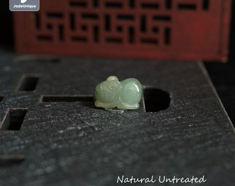 Mouse Jadeite Charm/Pendant for Necklace - Hand Carved Burmese Jadeite, Natural Untreated Grade A Jade