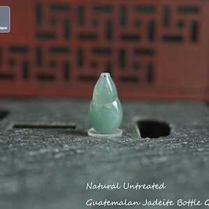 Jadeite Gourd Pendant for Necklace, Hand Carved Guatemalan Jadeite, Natural Untreated Grade A Jade