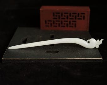 Jadeit-Haarnadel | Handgeschnitzter burmesischer Jadeit | Natürlicher, unbehandelter Jade der Güteklasse A (zertifiziert)