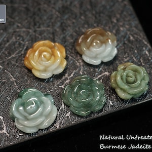 Hand Carved Jadeite Roses Bead for Necklace/Bracelet - Burmese Jadeite, Natural Untreated Grade A Jade