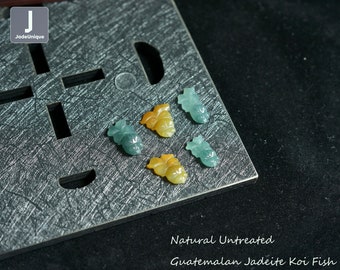 Jadeite Koi Fish Charm/Pendant for Necklace - Hand Carved Guatemalan Jadeite, Natural Untreated Grade A Jade