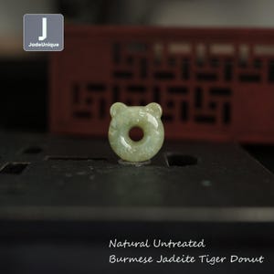 Jadeite Tiger Donut Bead for Bracelet/Pendant - Hand Carved Burmese Jadeite, Natural Untreated Grade A Jade