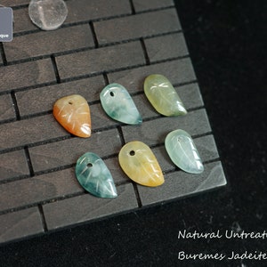 Jadeite Leaf Charm for Bracelet/Pendant for Necklace - Hand Carved Burmese Jadeite, Natural Untreated Grade A Jade