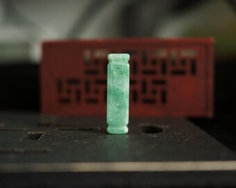 Jadeit-Röhrenperle | Jade-Zylinder | Vintage-Stil-Cong-Säule | Handgeschnitzter guatemaltekischer Jadeit | Natürlicher, unbehandelter Jade der Güteklasse A