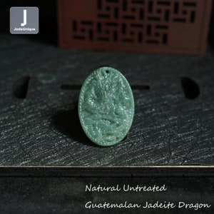 Jadeite Dragon Pendant for Necklace - Hand Carved Guatemalan Jadeite, Natural Untreated Grade A Jade