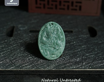 Colgante de dragón de jadeíta para collar - Jadeíta guatemalteca tallada a mano, jade natural de grado A sin tratar