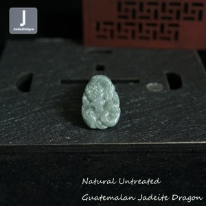 Jadeite Dragon Pendant for Necklace - Hand Carved Guatemalan Jadeite, Natural Untreated Grade A Jade