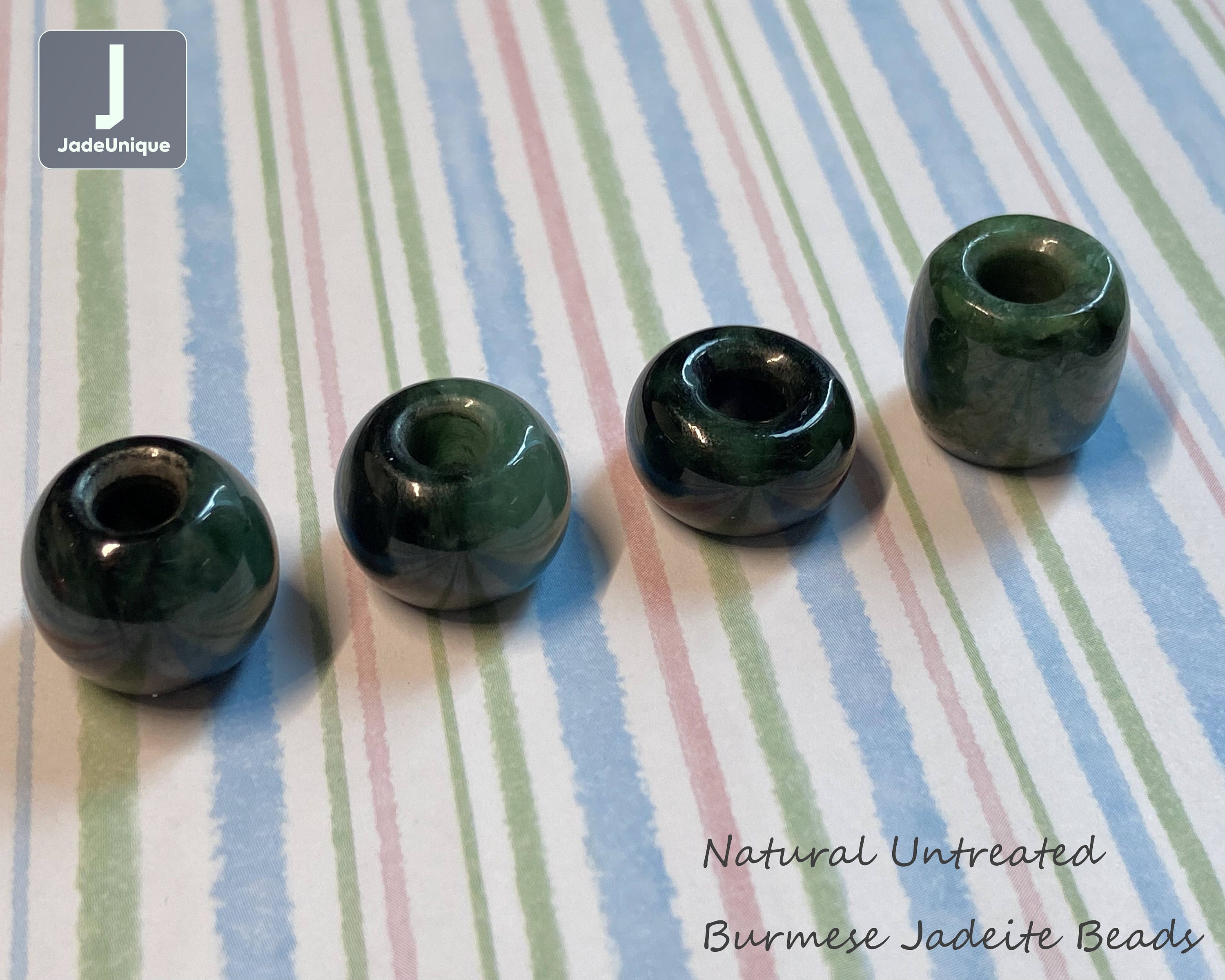 Green Jadeite Barrel Beads for Necklace/Bracelet - Burmese Jadeite, Natural Untreated Grade A Jade