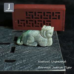 Jadeite Tiger Pendant for Necklace | Hand Carved Burmese Jadeite | Natural Untreated Grade A Jade