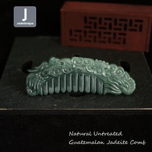 Jadeite Comb | Hand Carved Guatemalan Jadeite | Natural Untreated Grade A Jade (Certified)