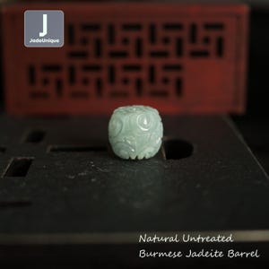 Authentic Jadeite Barrel Bead | Hand Carved Burmese Jadeite | Natural Untreated Grade A Jade