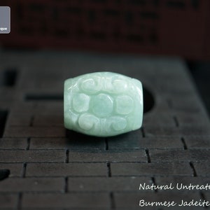 Hand Carved Jadeite Bead Pendant for Necklace - Burmese Jadeite, Natural Untreated Grade A Jade