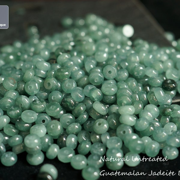 7.0mm Bluish Green Jadeite Beads for Necklace/Bracelet - Guatemalan Jadeite Abacus Beads, Natural Untreated Grade A Jade