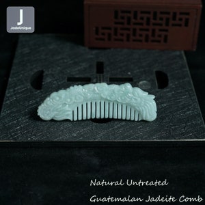Jadeite Comb - Hand Carved Guatemalan Jadeite, Natural Untreated Grade A Jade (Certified)