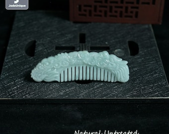Jadeite Comb - Hand Carved Guatemalan Jadeite, Natural Untreated Grade A Jade (Certified)