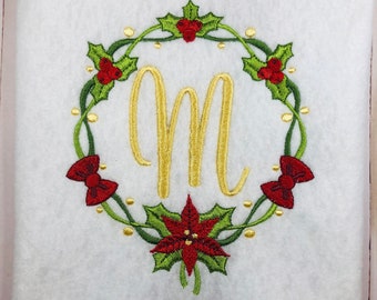 Christmas Wreath Monogram Shirt/Christmas Monogram/Wreath Monogram