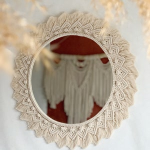 Large Round Macrame Mirror: Boho Wall Decor