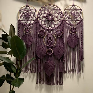 特大マクラメドリームキャッチャー ボヘミアン 壁掛け 羽根飾り 特大 手編みコットン編み ウェブドリームキャッチャー 寝室 保育園 装飾