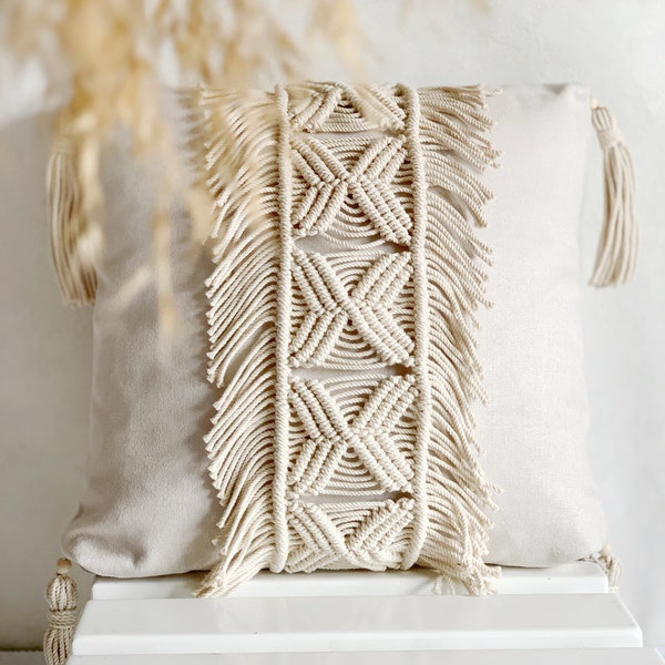 Sierkussenhoezen Macramé Kussen Geweven Boho Hoes Bed Sofa Bank Bank Auto Interieur Comfortabele Vierkante Kussenslopen Kwasten Decoratief inzetstuk