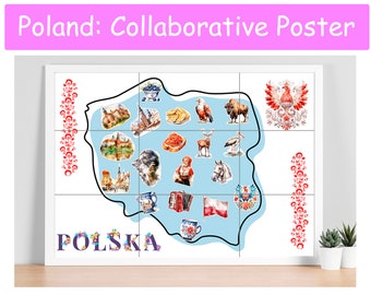 Mapa Polski | Poland Collaborative Poster | Polska, moja ojczyzna | Karty Pracy | Polish Activities for Kids | All About Poland | Printable