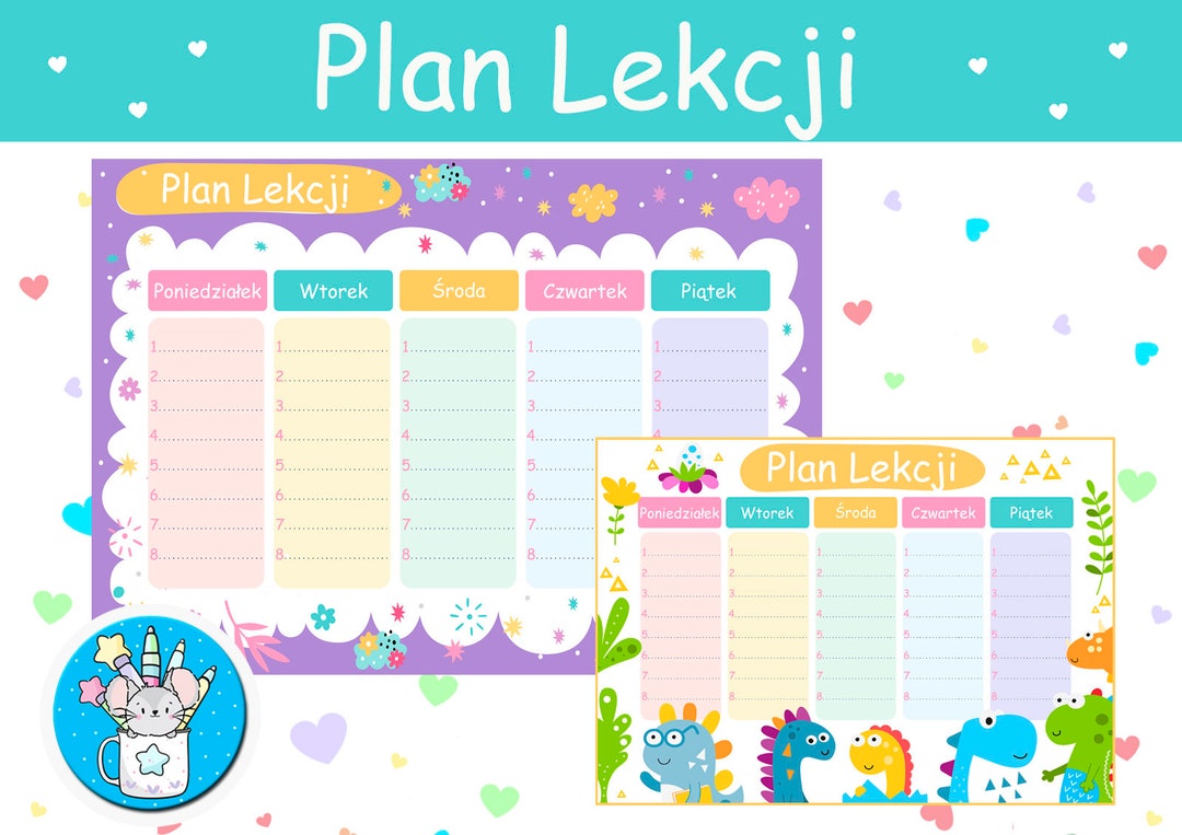 Plan lekcji do druku | Plan lekcji polskiej szkoły do druku | Polskie