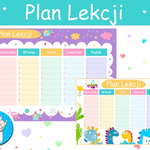 Plan lekcji do druku | Polish School Timetable Printable | Polish Activities for Kids