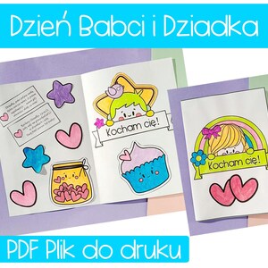 Kartki na Dzień Babci i Dziadka / PDF Plik do druku / Actividades en polaco / Imprimibles para niños / Día de la abuela en polaco / Bricolaje