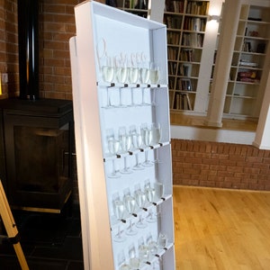 Champagne Prosecco Wall With Printed 'Bubbly' Sign, 5.5Ft Drinks Wall, X20 Glass slots, Eco Friendly Folding Cardboard, Reusable & Sturdy