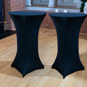 Cocktail Party Tables: Cardboard Pop-Up with Black Stretch Cloth - Set of 2