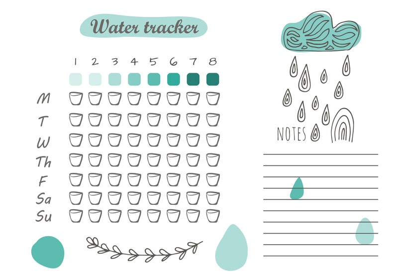 Water Tracker Printable, Water Planner, Water Tracker, Drink Tracker ...