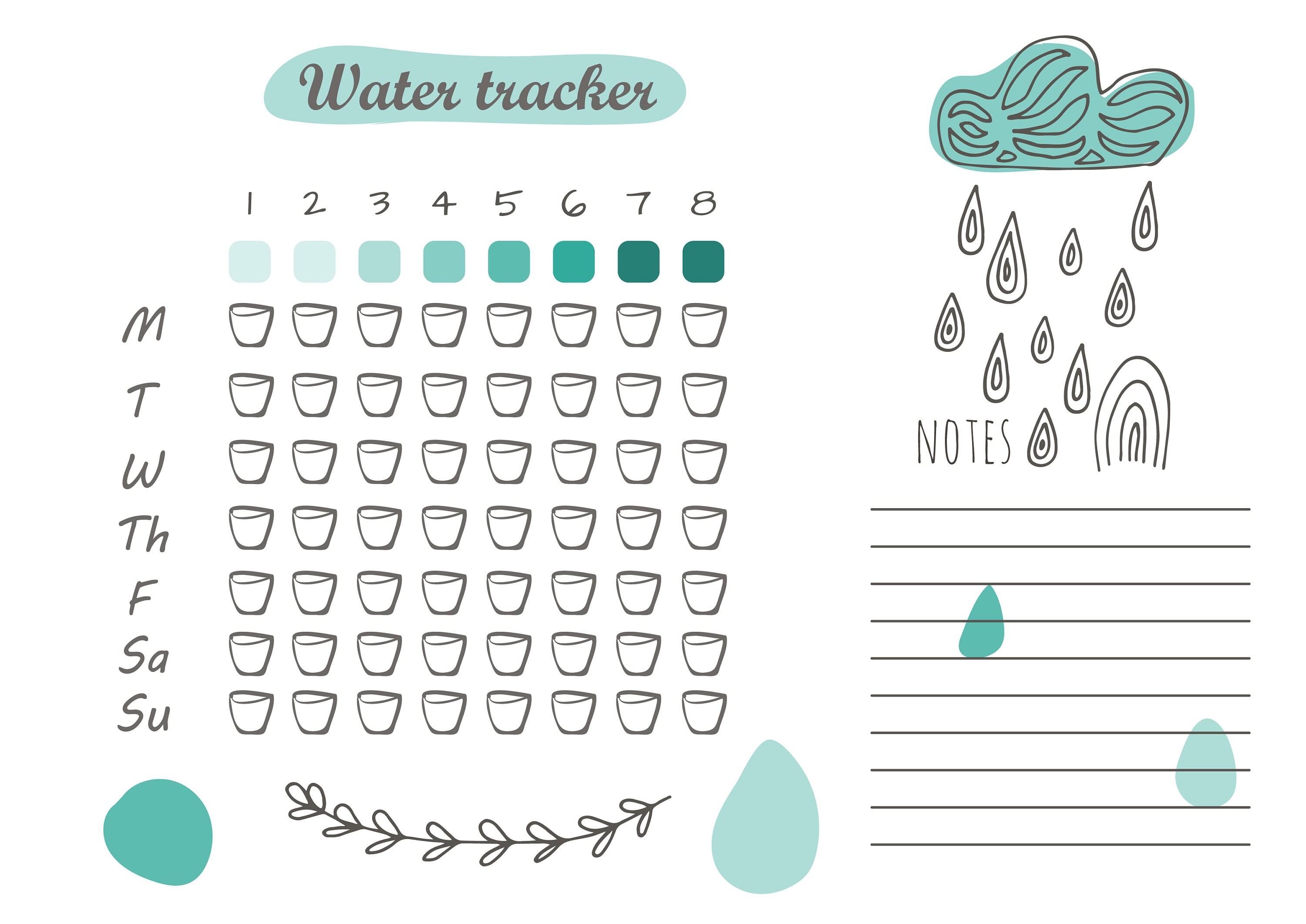 Water Tracker Printable, Water Planner, Water Tracker, Drink Tracker ...
