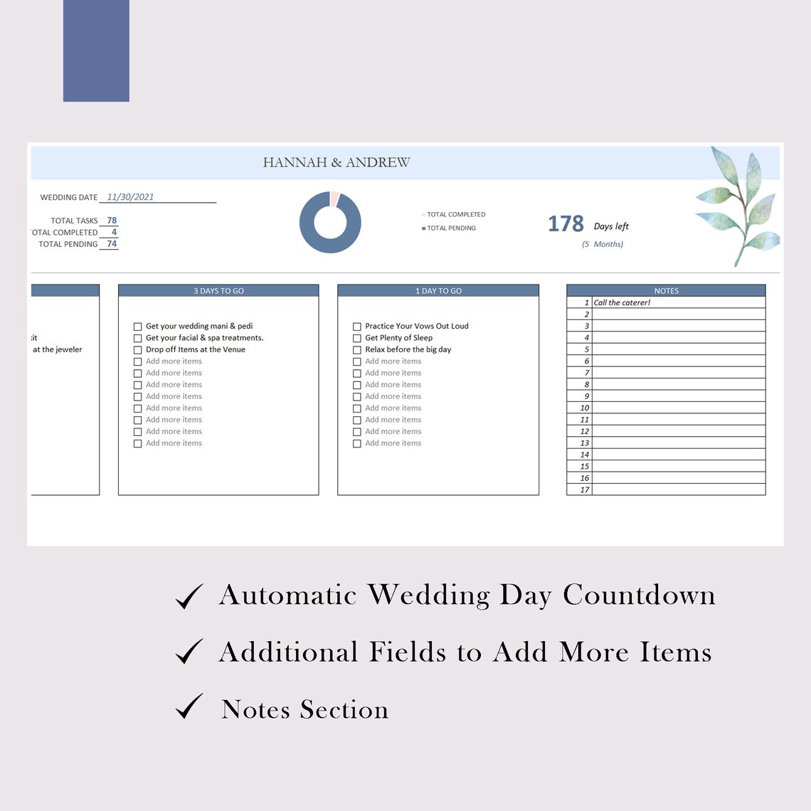 Wedding Checklist Spreadsheet | Editable Excel Checklist Template ...