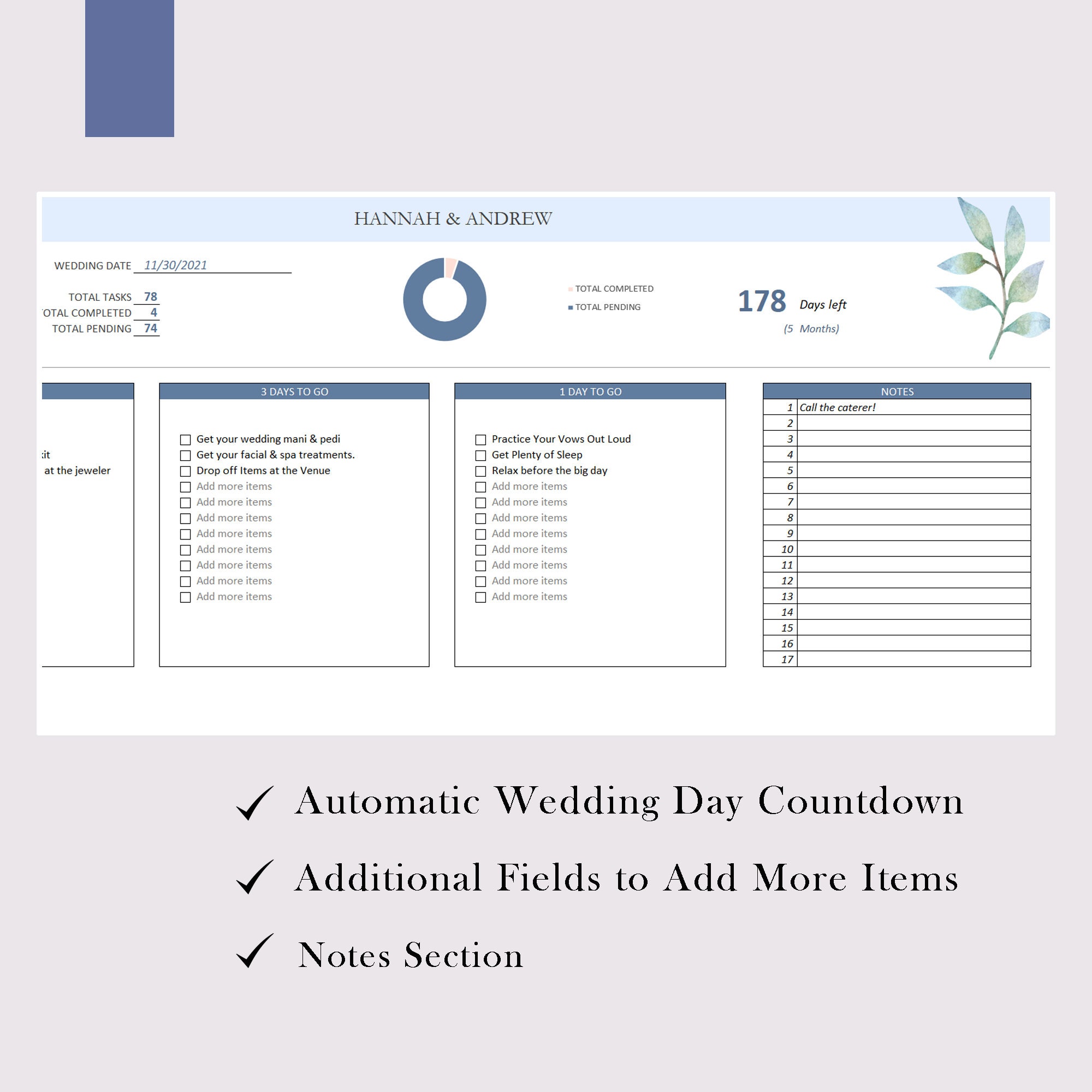 Wedding Checklist Spreadsheet Editable Excel Checklist - Etsy