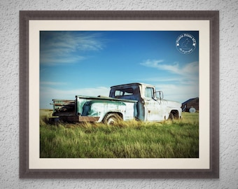 Unframed Photo Print - Vintage Truck Prairie Print: Rustic Farmhouse Wall Art